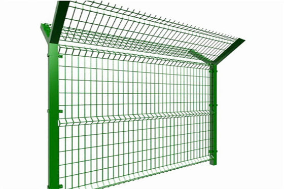 Powder Coated Welded Wire Mesh Fence With Round Fence Post Anti Climb Security